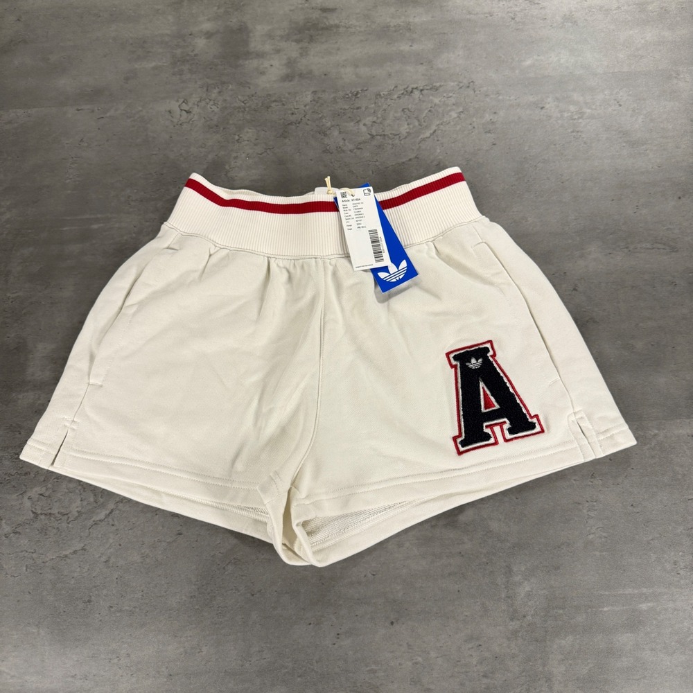 Adidas Varsity Sweat Shorts Women L Off White Red Navy Collegiate Trefoil SAMPLE